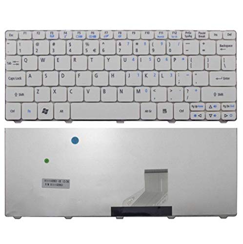 WISTAR Laptop Keyboard Compatible for Acer Aspire One D255 D255E D257 D260 D270 532H NAV50 {White}